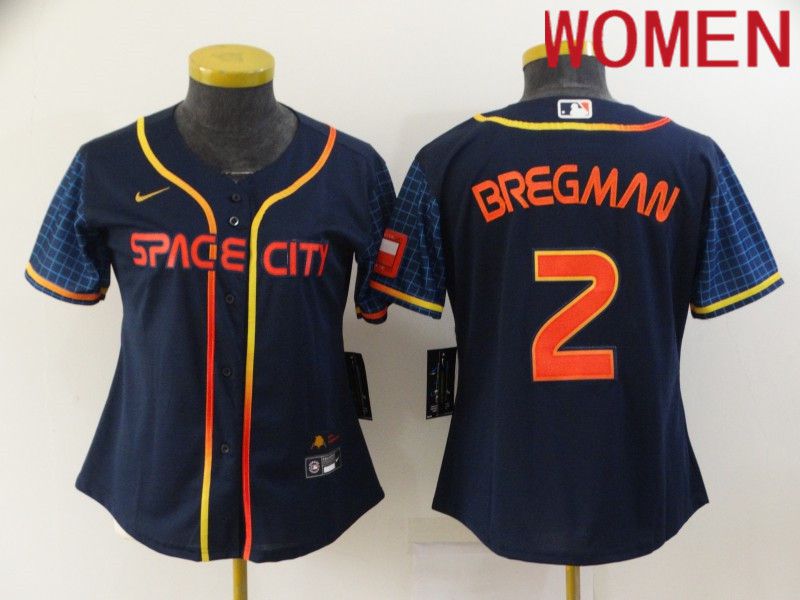 Women Houston Astros #2 Bregman Blue City Edition Game Nike 2022 MLB Jerseys